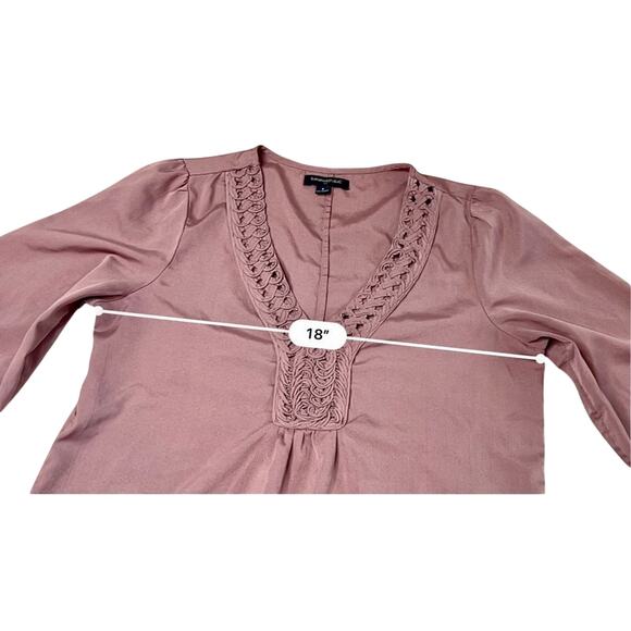 Banana Republic Pink Rose Embellished Tunic Blouse SMALL Bohemian Urban Feinine - Picture 5 of 11